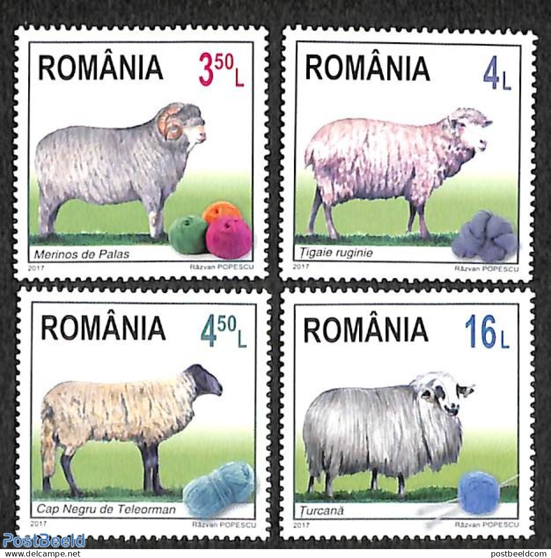 Romania 2017 Sheep 4v, Mint NH, Nature - Cattle - Nuovi