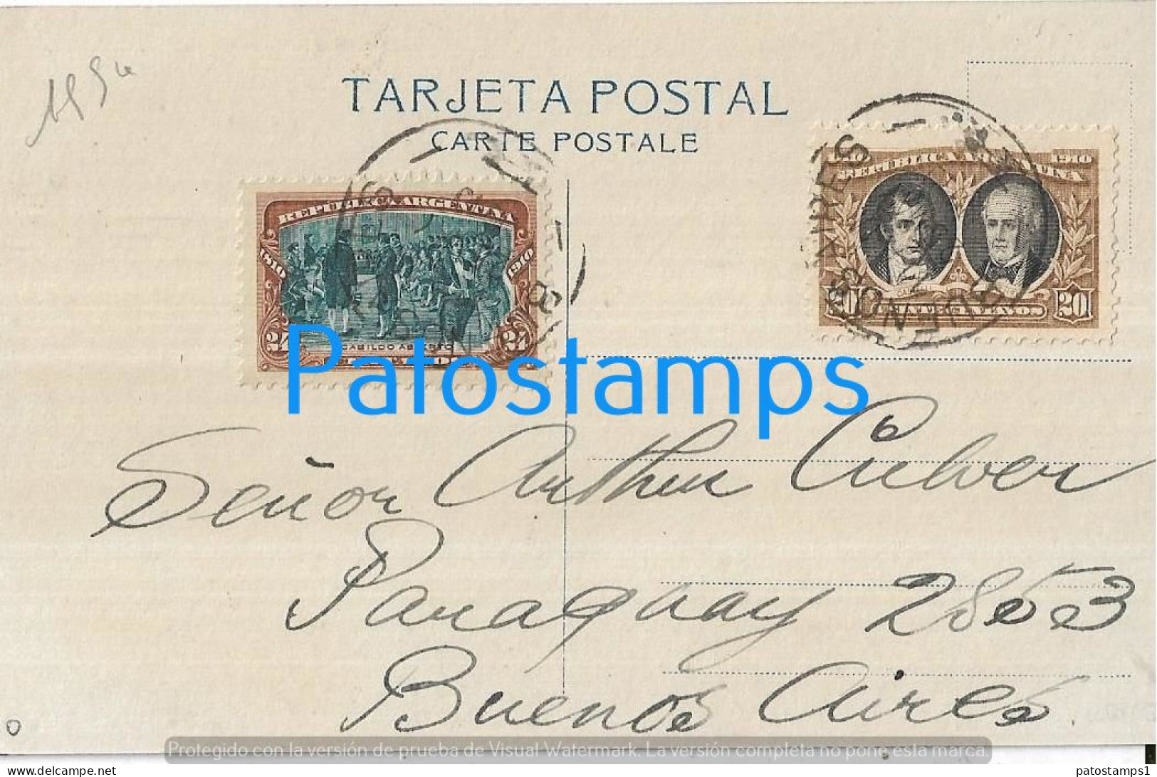 227545 ARGENTINA CENTENARY CENTENARIO PATROTIC FLAG HERALDRY PROCER MARIANO MORENO BUENOS AIRES PLAZA VICTORIA POSTCARD - Argentine