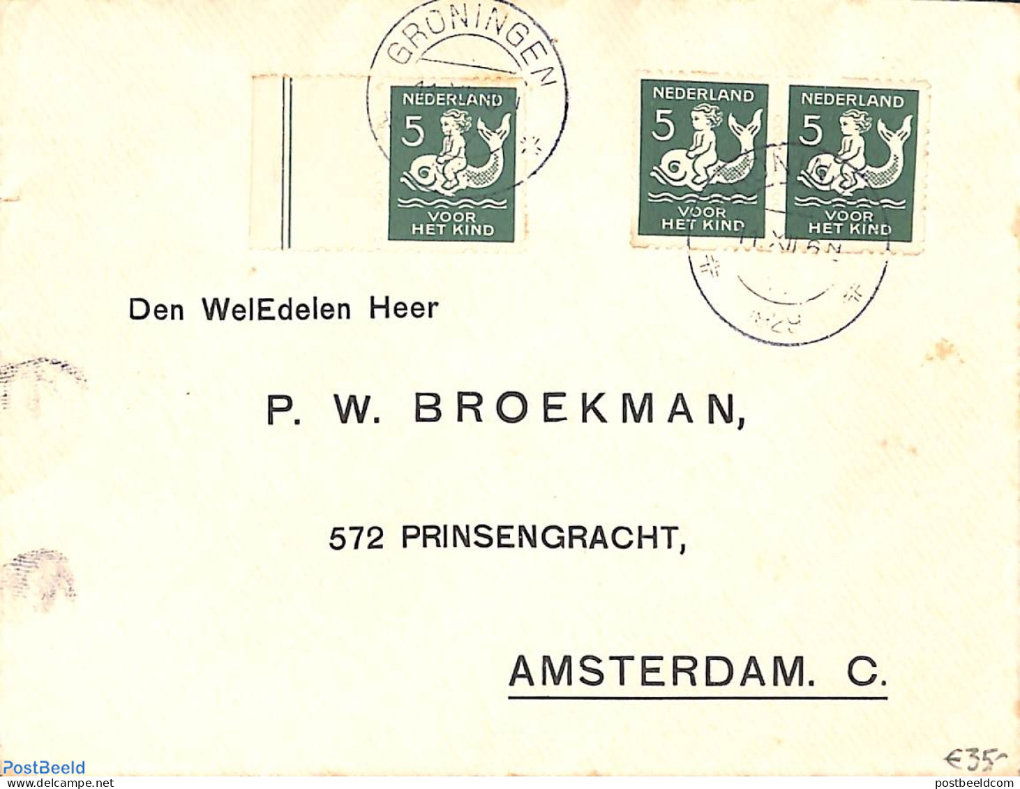 Netherlands 1929 Letter With Syncopathic Perf. Stamps (Roltanding), Postal History - Lettres & Documents