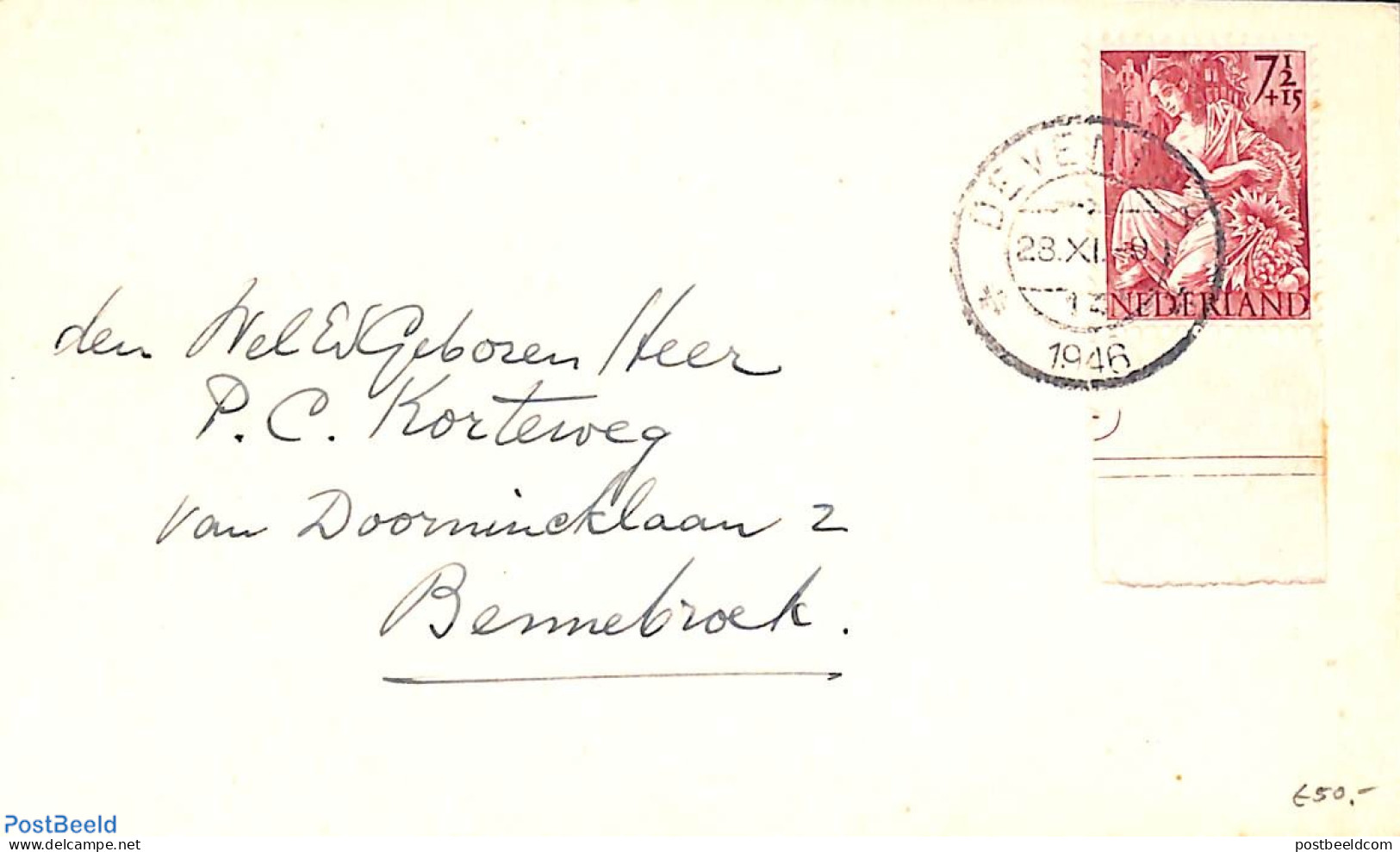 Netherlands 1946 Card From Deventer To Bennebroek With 7.5c Stamp, Postal History - Covers & Documents