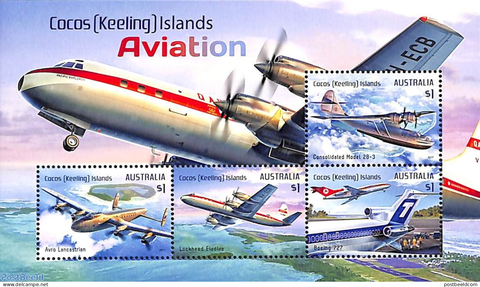 Cocos Islands 2017 Aviation S/s, Mint NH, Transport - Aircraft & Aviation - Airplanes