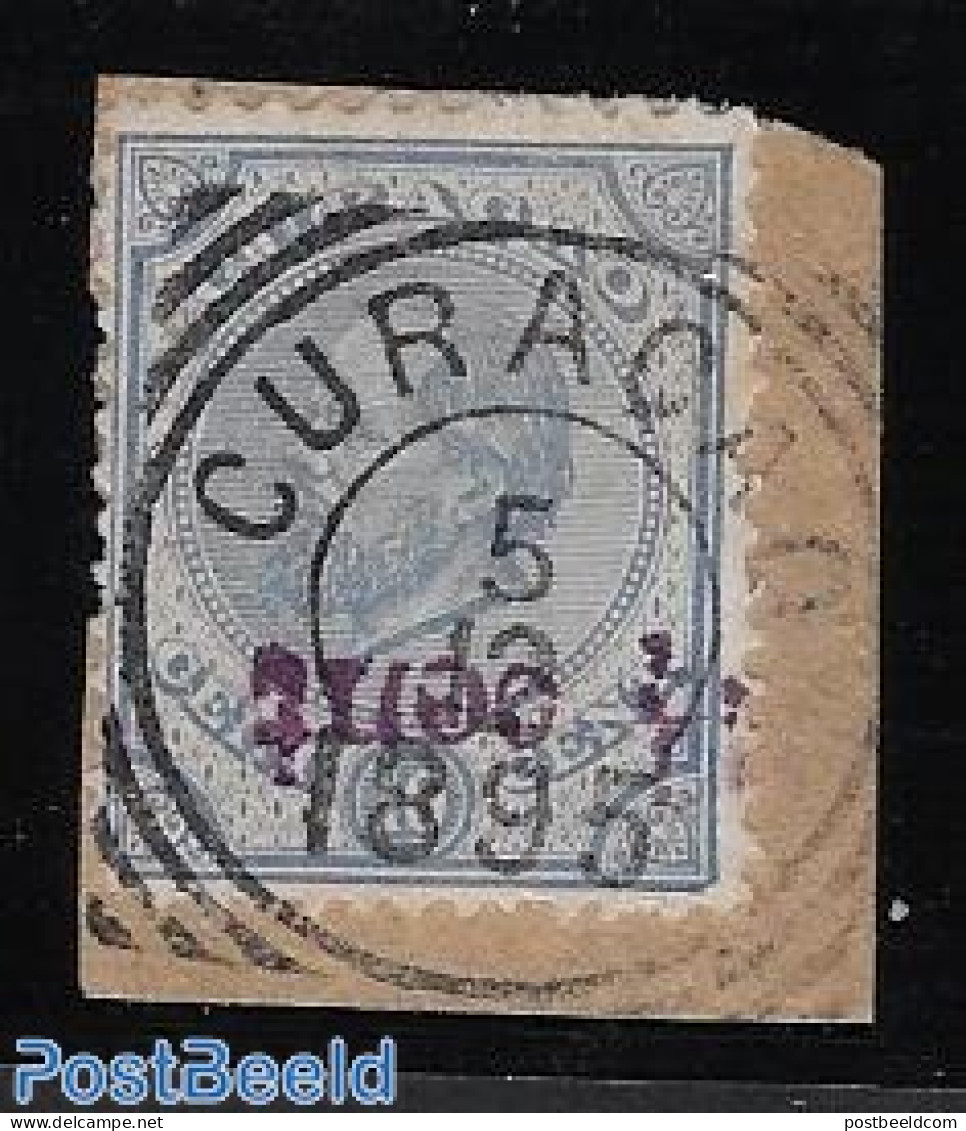 Curaçao 1895 2,5 Cent On 10 Ct. Ultramarine, With Inverted Overprint, Used Stamps, Various - Errors, Misprints, Plate.. - Fehldrucke