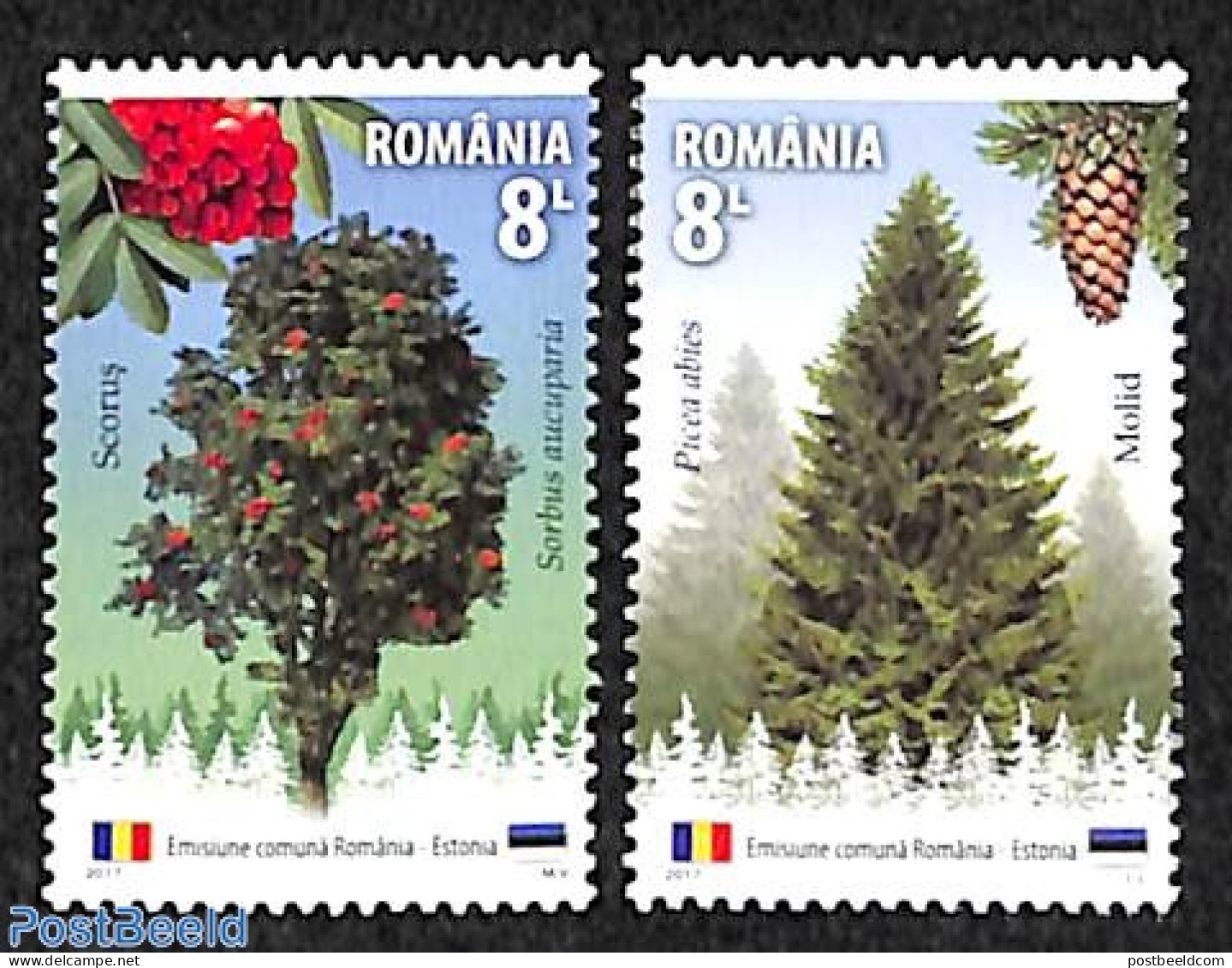 Romania 2017 Trees 2v, Joint Issue Estonia, Mint NH, Nature - Various - Trees & Forests - Joint Issues - Nuovi