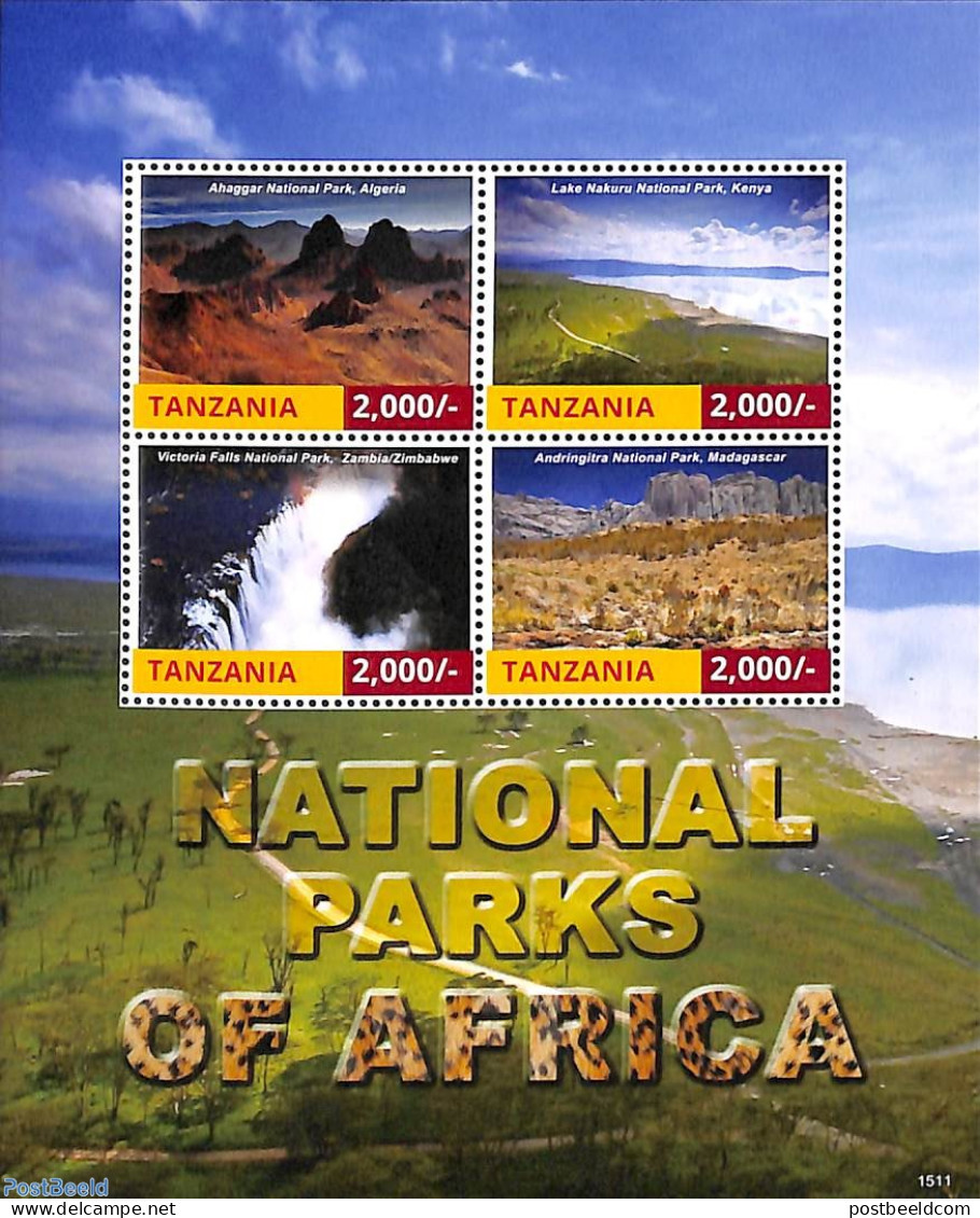 Tanzania 2015 National Parks 4v M/s, Mint NH, Nature - Various - National Parks - Water, Dams & Falls - Tourism - Natura