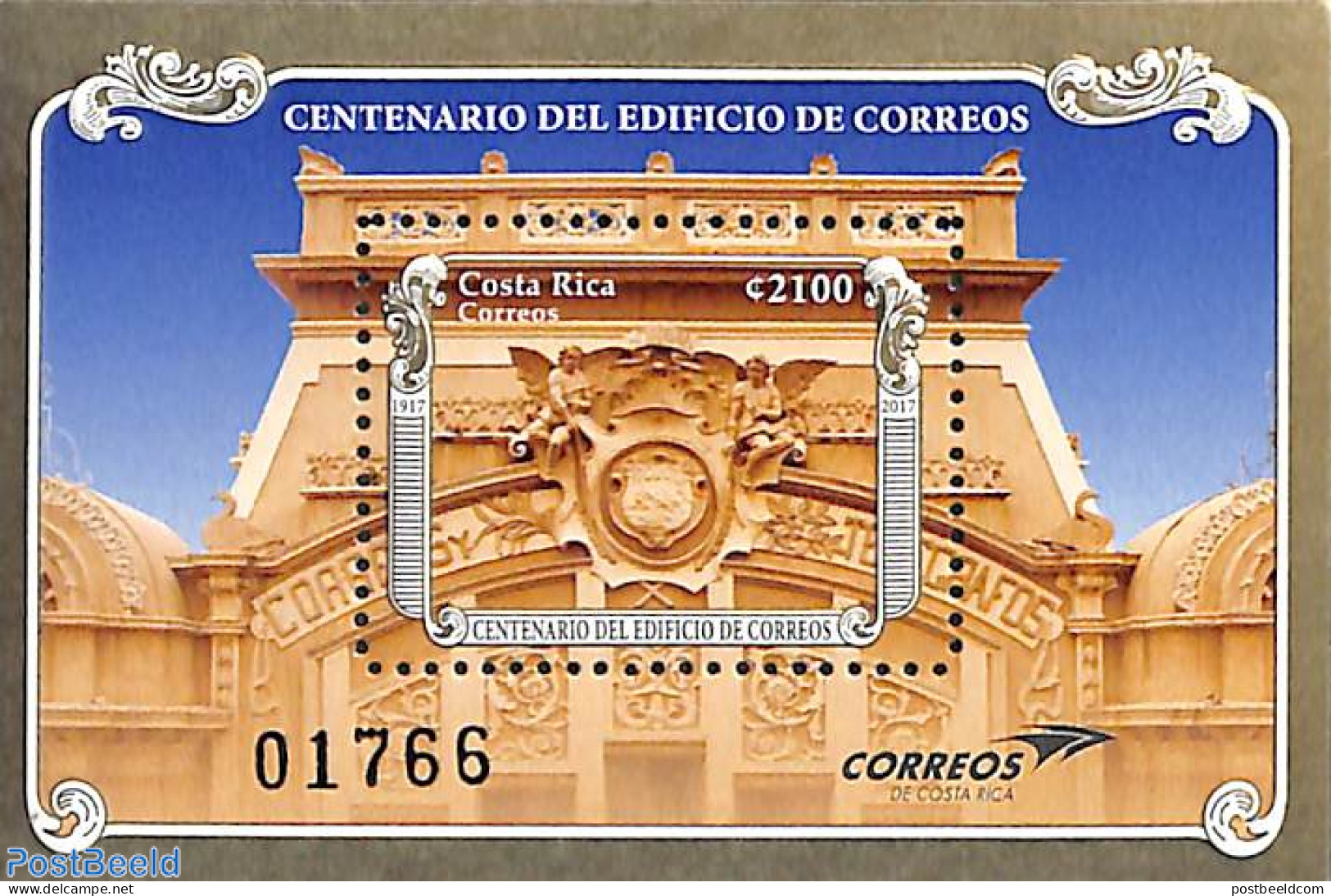 Costa Rica 2017 Post Office Centenary S/s, Mint NH, Post - Posta