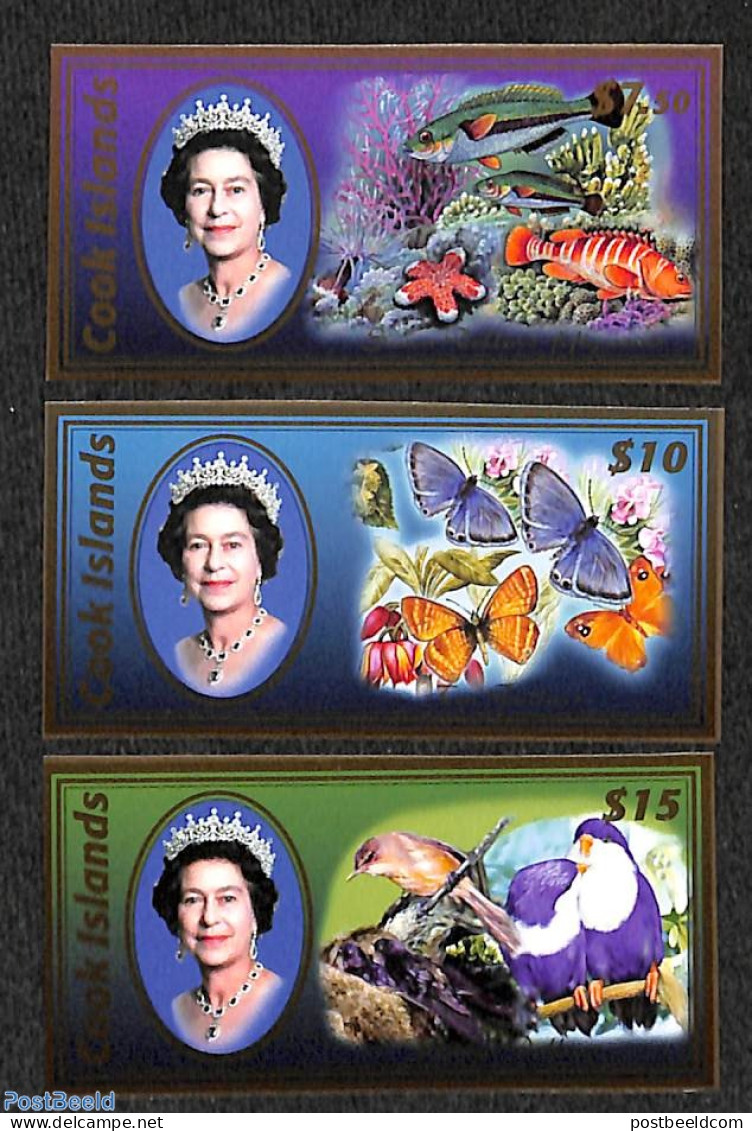 Cook Islands 2007 Definitives, Fauna 3v, Imperforated, Mint NH, Birds - Butterflies - Fish - Poissons
