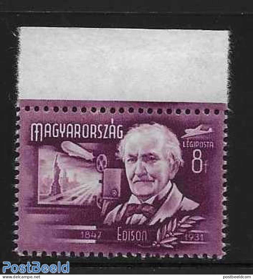 Hungary 1948 Thomas Alva, Without Watermark, Mint NH, Science - Inventors - Unused Stamps