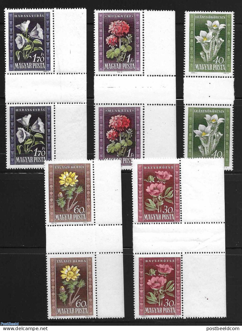 Hungary 1950 Flowers, Gutter Pairs, Mint NH, Nature - Flowers & Plants - Ongebruikt