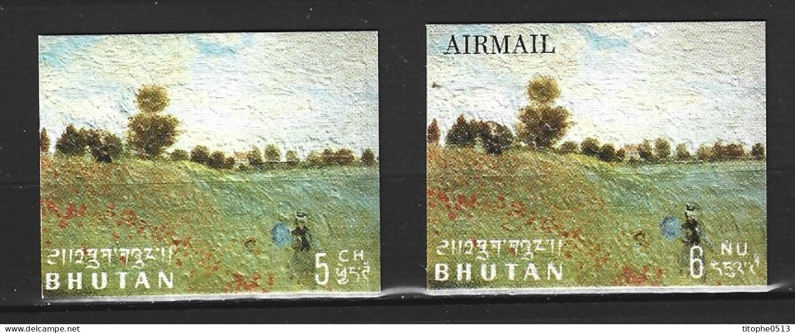 BHOUTAN. N°185 + PA 36 De 1968. Tableau De Corot. - Autres & Non Classés