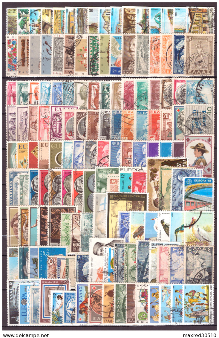 GREECE GREEK LOT OF 145 DIFFERENT MOSTLY USED STAMPS V-F - Full Sheets & Multiples