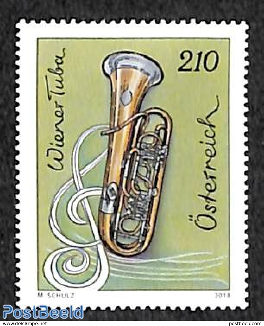 Austria 2018 Wiener Tuba 1v, Mint NH, Performance Art - Music - Musical Instruments - Unused Stamps