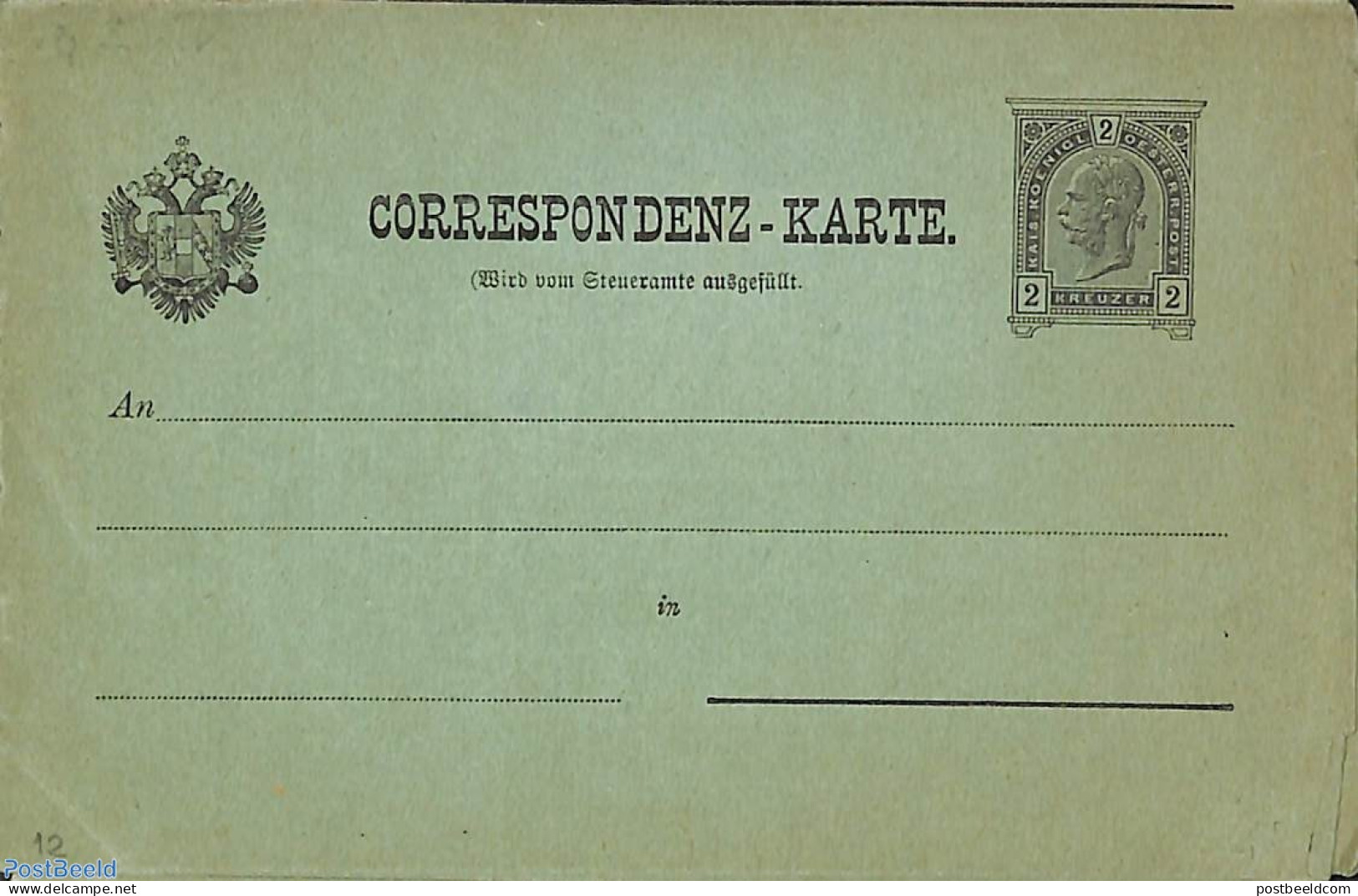 Austria 1890 Tax Correspondence Card, Wien, Unused Postal Stationary - Brieven En Documenten