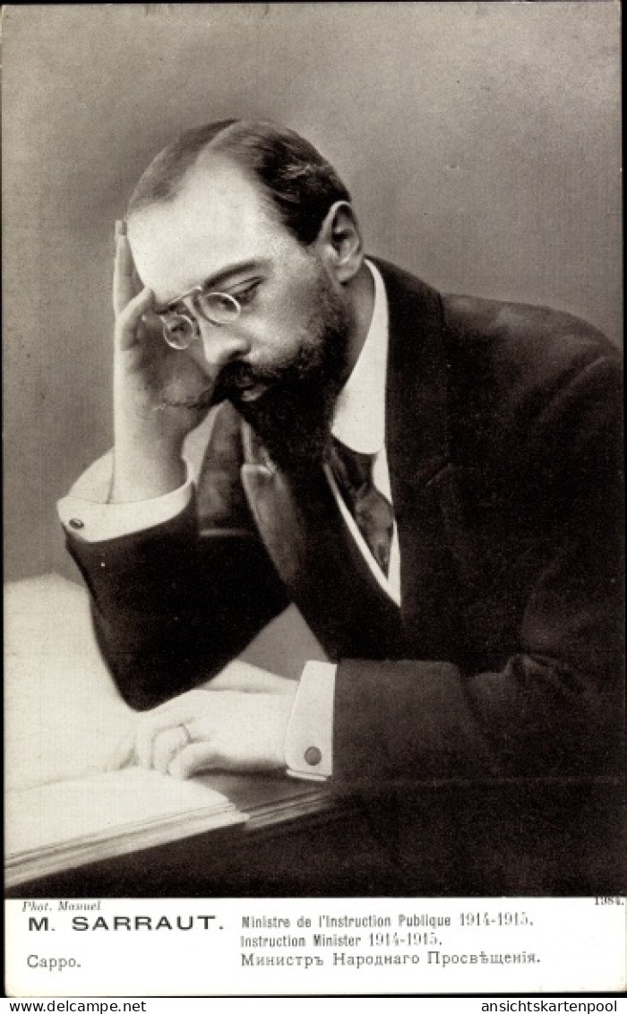 CPA Albert Sarraut, Minister Für öffentliche Bildung 1914-1915 - Autres & Non Classés