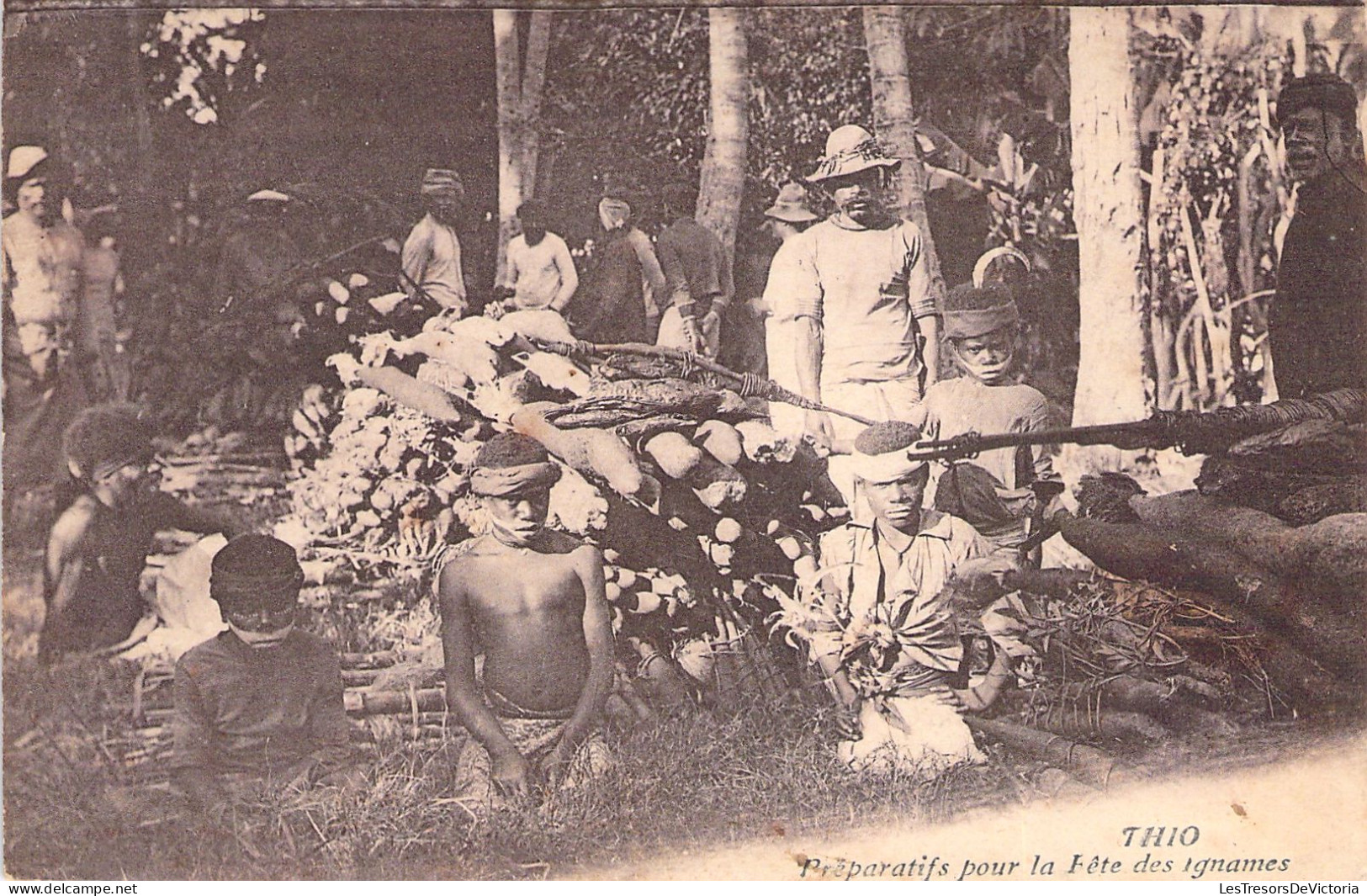 NOUVELLE CALEDONIE - Thio - Preparatifs Pour La Fete Des Ignames - Carte Postale Ancienne - New Caledonia