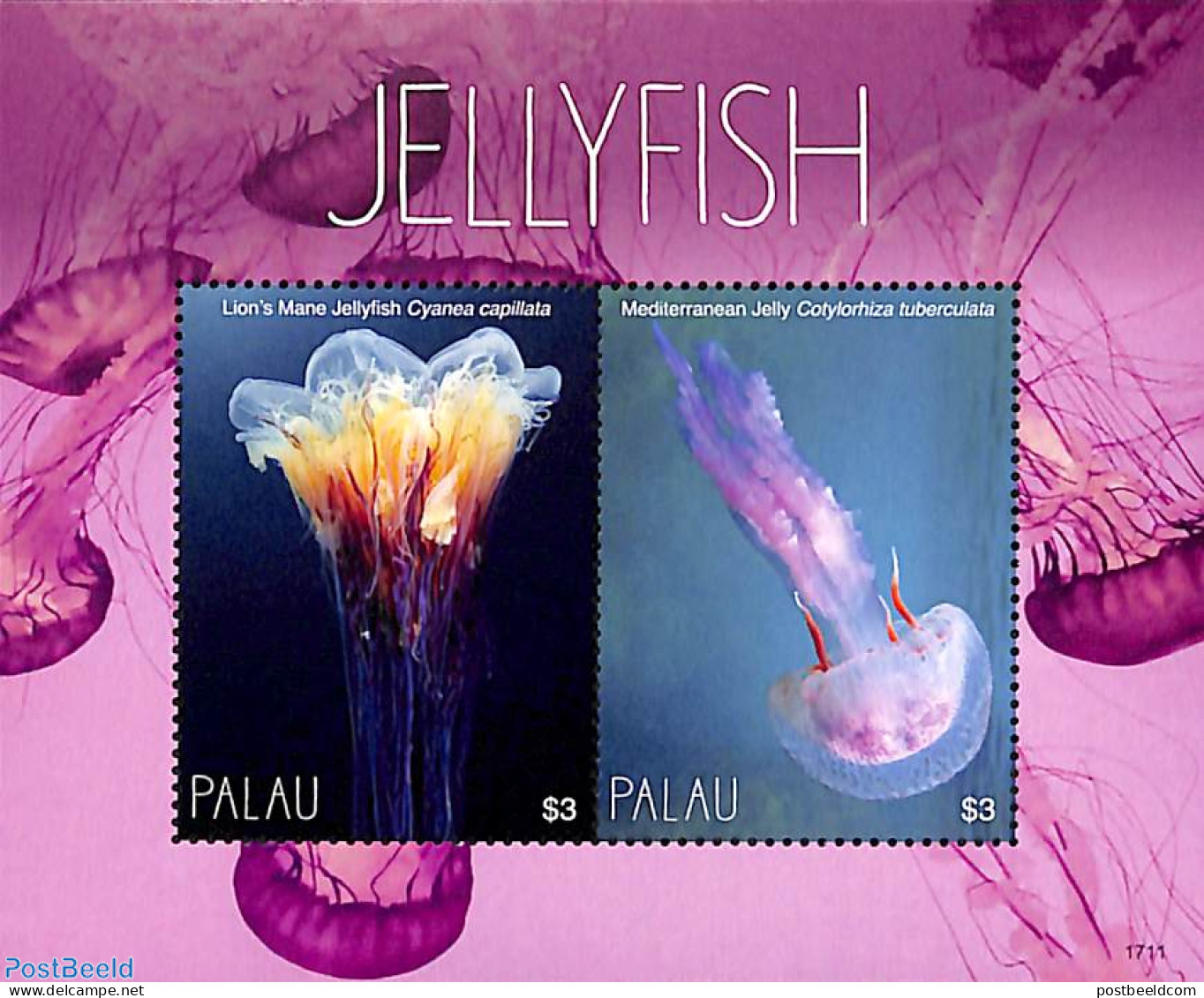 Palau 2017 Jellyfish S/s, Mint NH, Nature - Shells & Crustaceans - Marine Life