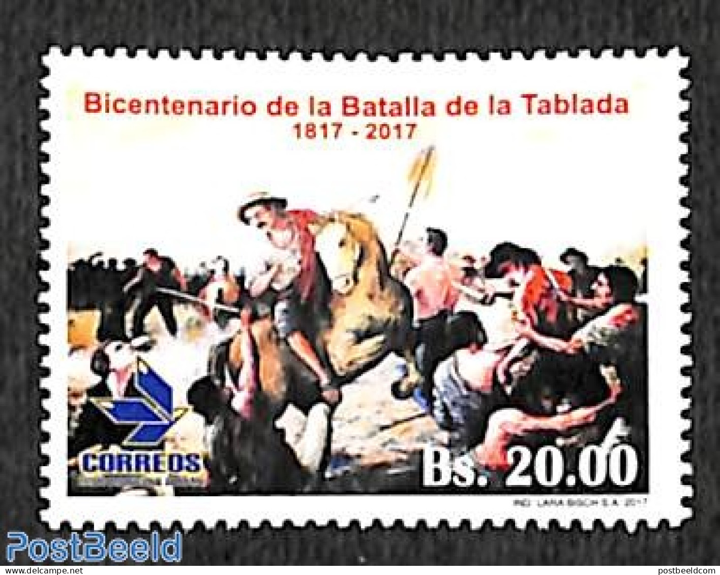 Bolivia 2017 Tablada Battle 1v, Mint NH, History - Nature - Militarism - Horses - Militares