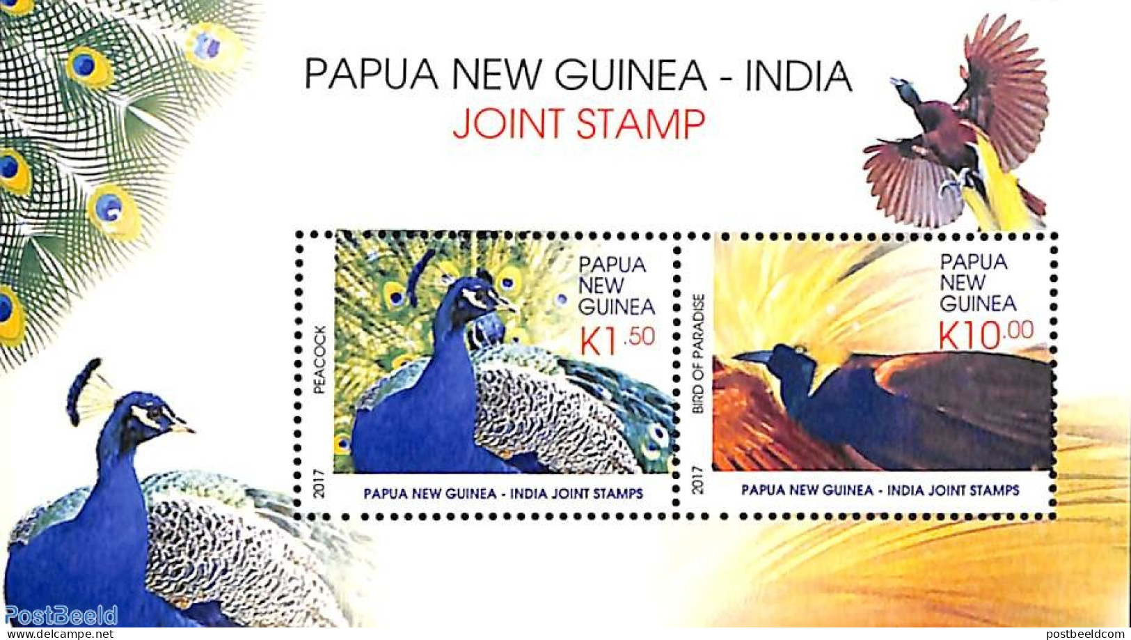 Papua New Guinea 2017 Joint Issue India, Birds S/s, Mint NH, Nature - Various - Birds - Joint Issues - Gemeinschaftsausgaben