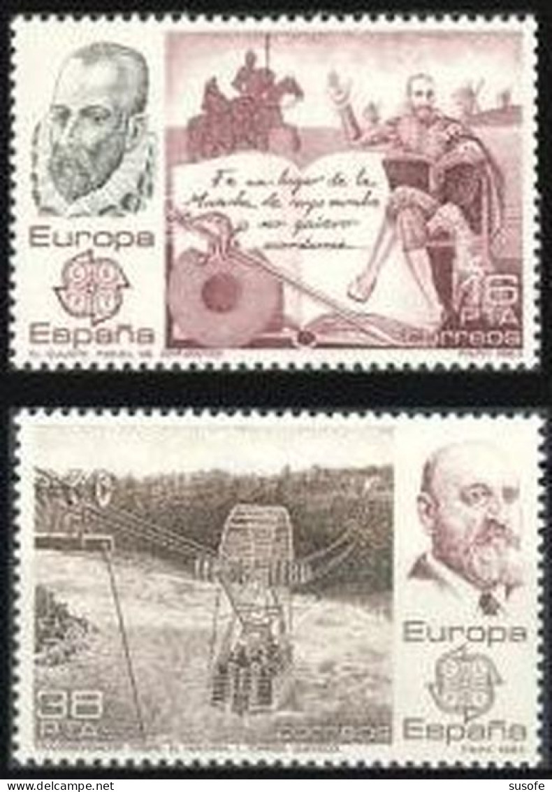 España 1983 Edifil 2703/4 Sellos ** Europa CEPT Miguel De Cervantes Y 'El Quijote' Grabado Por Antonino Sánchez Gutiérre - Unused Stamps