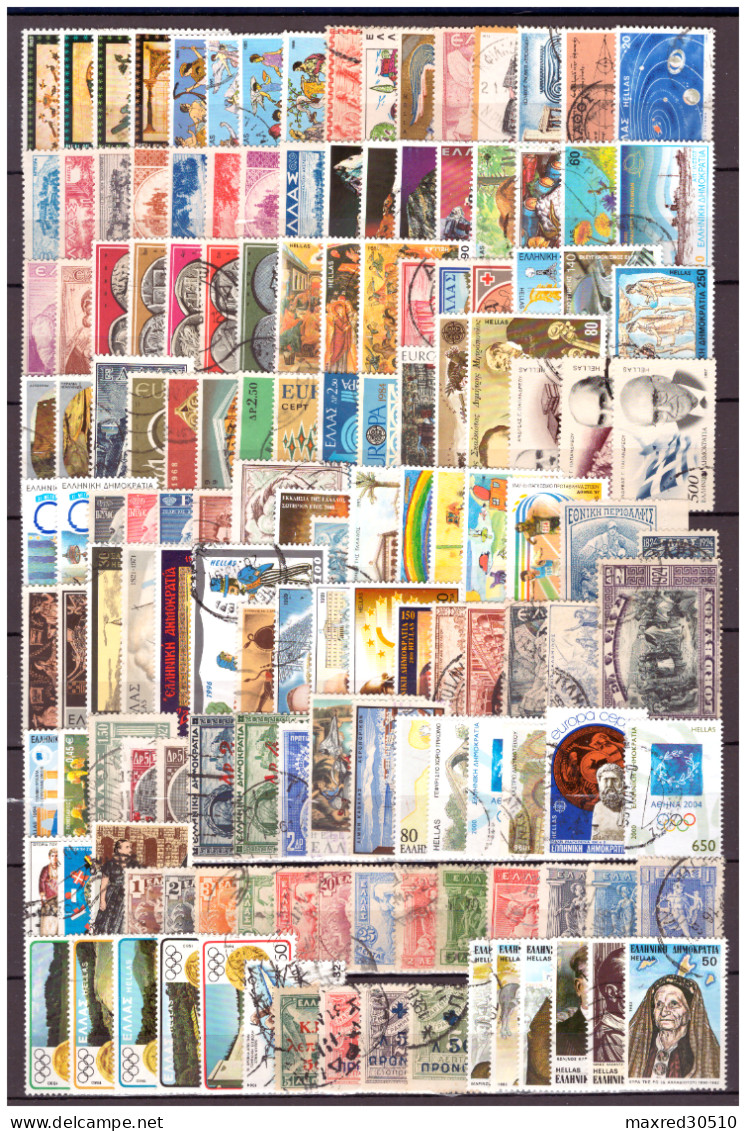 GREECE GREEK LOT OF 144 DIFFERENT MOSTLY USED STAMPS V-F - Fogli Completi