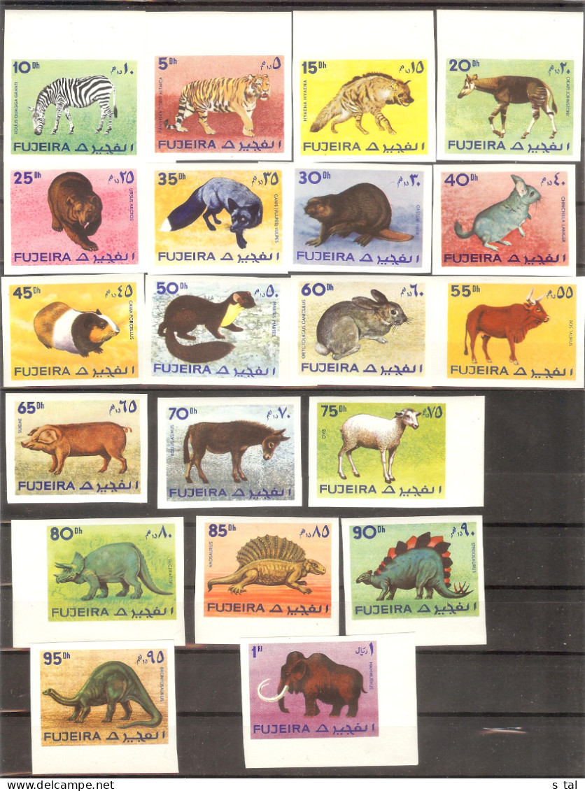 FUJEIRA Animals,prehistorics Set 20 Stamps Imperf. MNH - Otros & Sin Clasificación