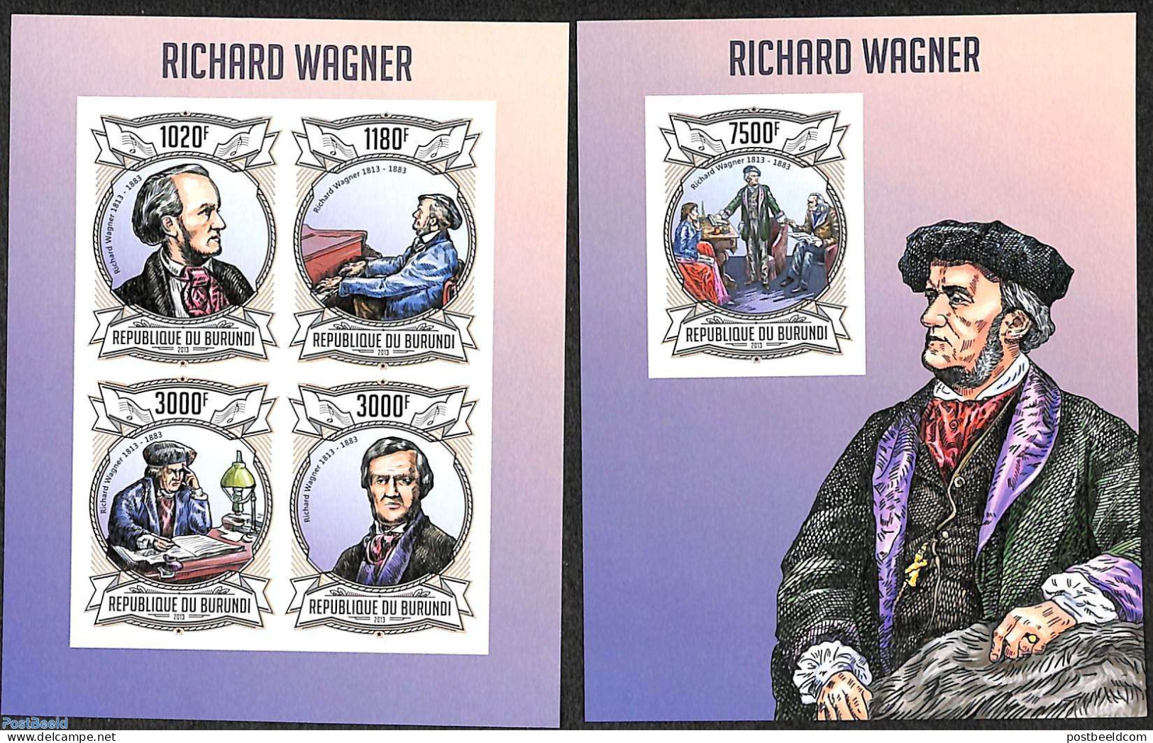 Burundi 2013 Richard Wagner 2 S/s, Imperforated, Mint NH, Music - Música