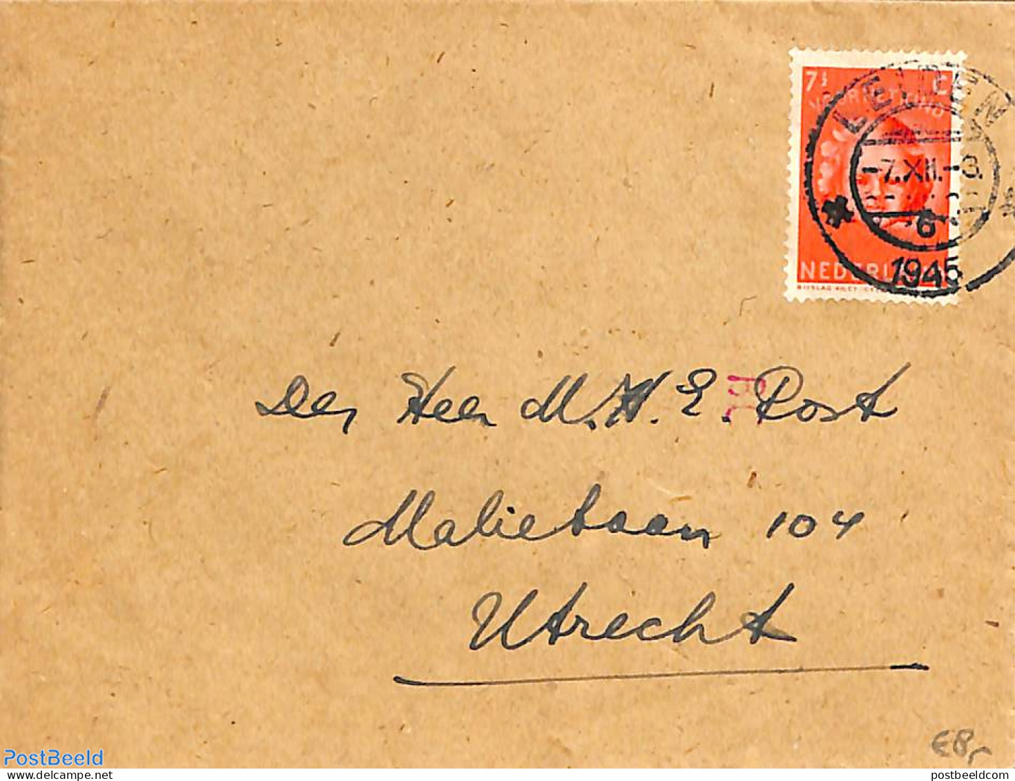 Netherlands 1945 NVPH No. 447 On Cover From Leiden To Utrecht, Postal History - Briefe U. Dokumente