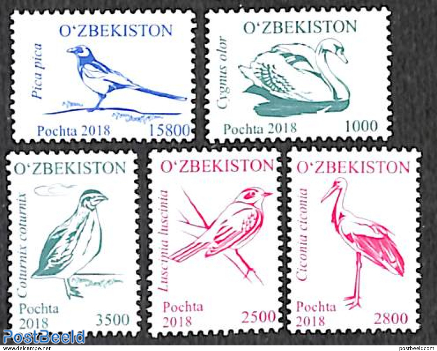 Uzbekistan 2018 Definitives, Birds 5v, Mint NH, Nature - Birds - Usbekistan