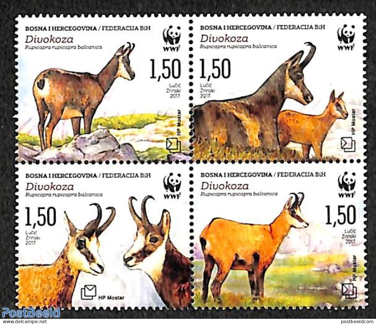 Bosnia Herzegovina - Croatic Adm. 2017 WWF, Goats 4v [+], Mint NH, Nature - Animals (others & Mixed) - World Wildlife .. - Bosnie-Herzegovine