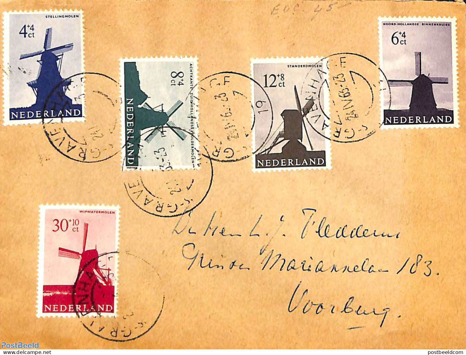 Netherlands 1963 Mills Set On Normal Letter, First Day Of Issue, First Day Cover, Various - Mills (Wind & Water) - Covers & Documents