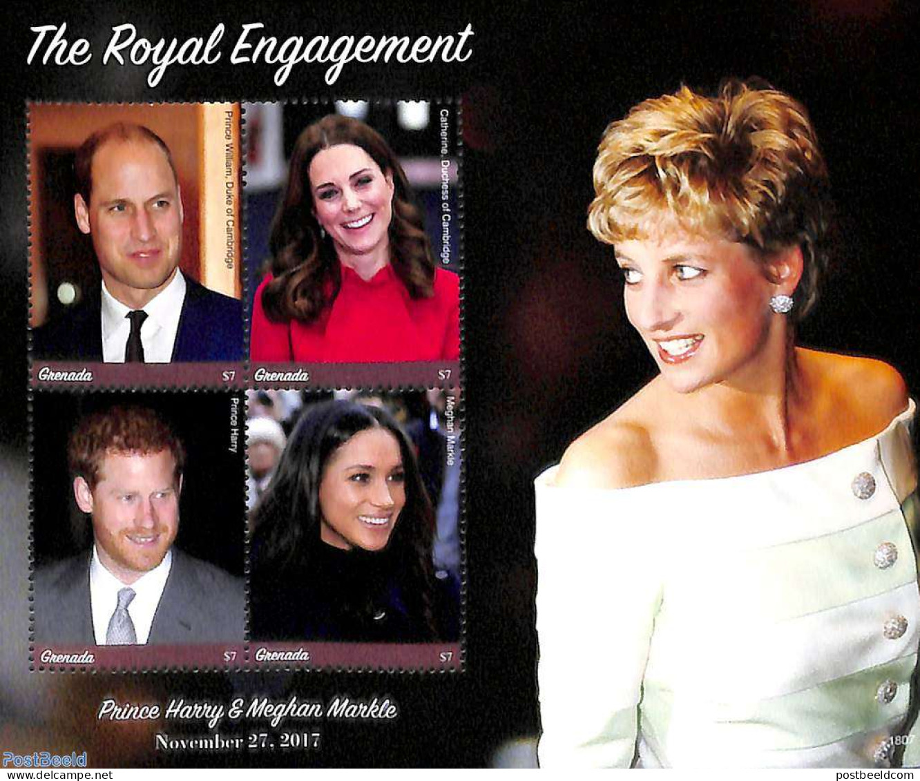 Grenada 2018 The Royal Engagement 4v M/s, Mint NH, History - Kings & Queens (Royalty) - Royalties, Royals