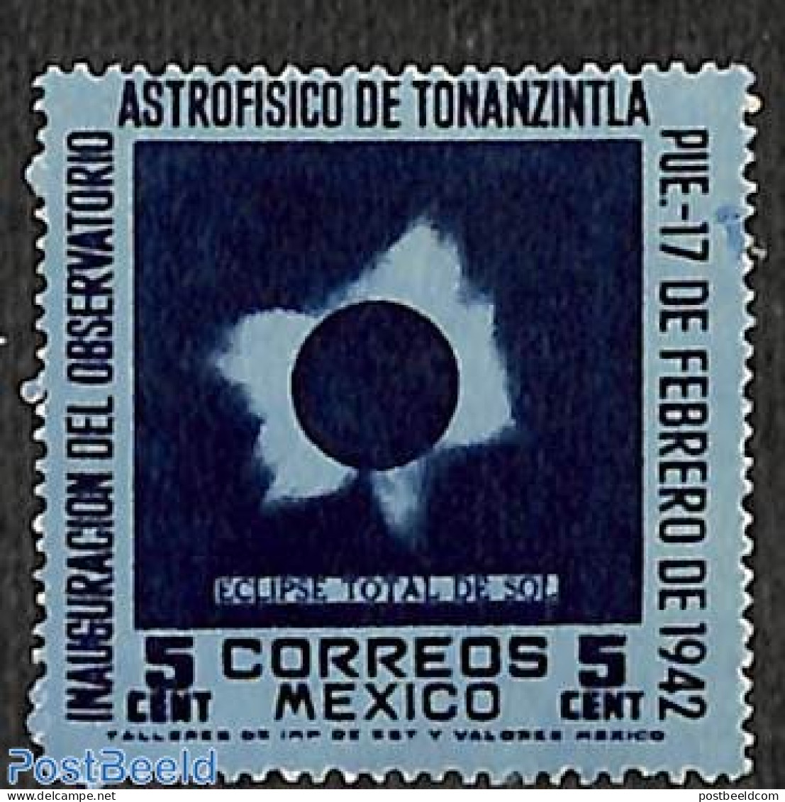 Mexico 1942 5c, Stamp Out Of Set, Unused (hinged), Science - Astronomy - Astrology