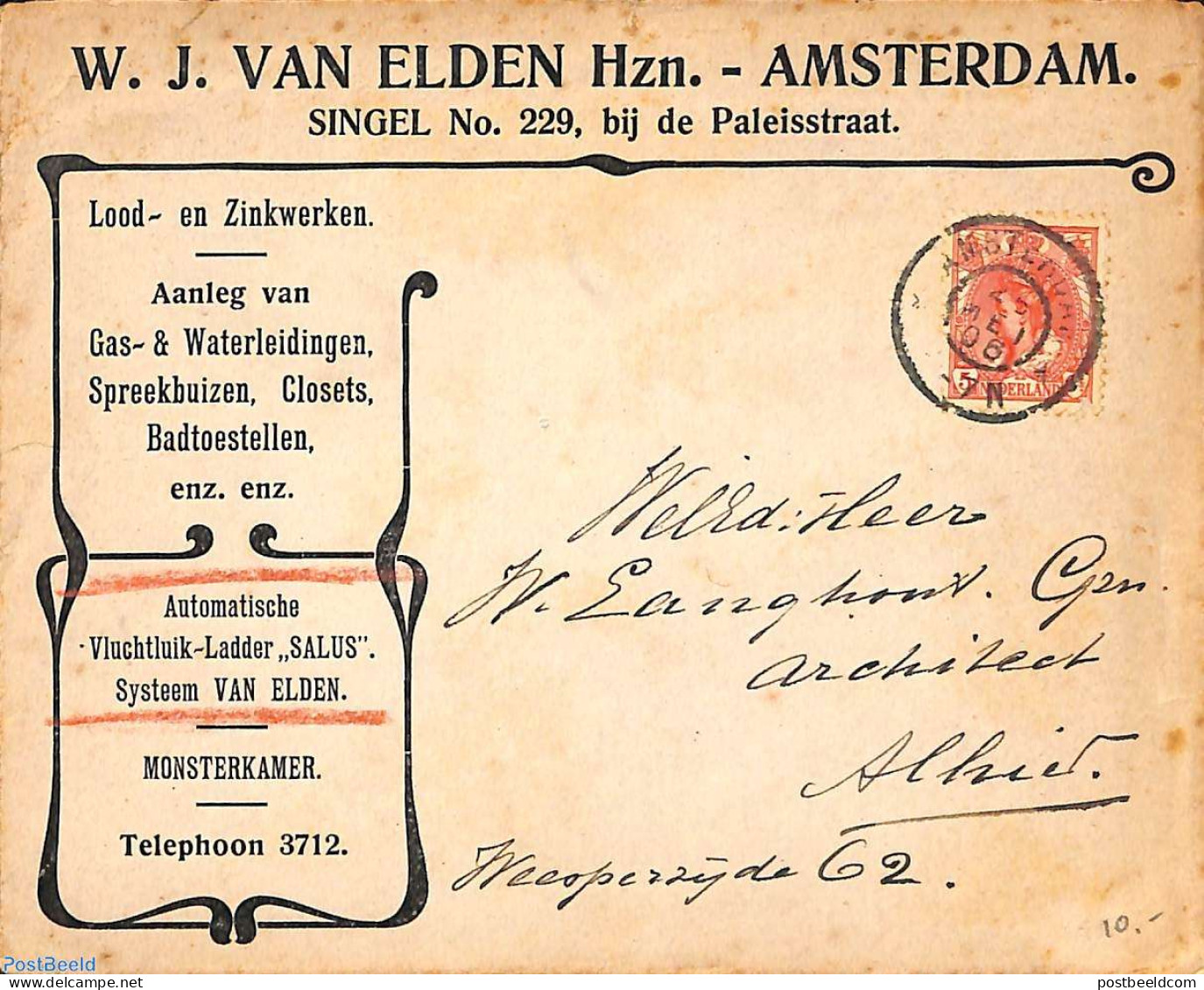 Netherlands 1906 Jugendstil Advertising Cover , Postal History - Brieven En Documenten