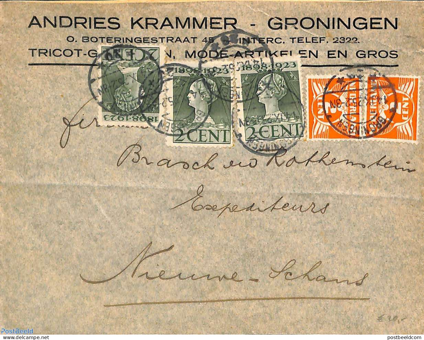 Netherlands 1925 Letter With 5x2c, Fashion Store Advertising, Postal History, Art - Fashion - Storia Postale