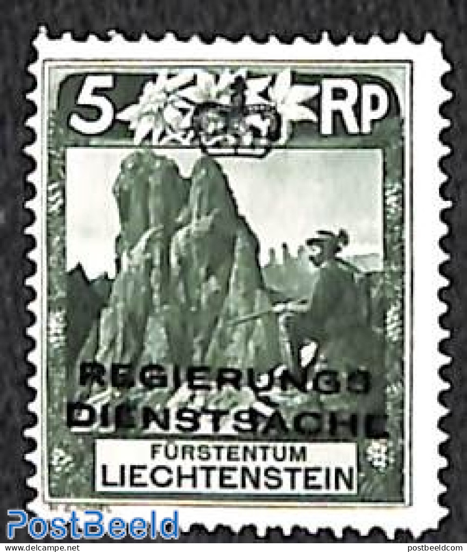 Liechtenstein 1932 5Rp, On Service, Perf. 11.5, Stamp Out Of Set, Unused (hinged) - Other & Unclassified