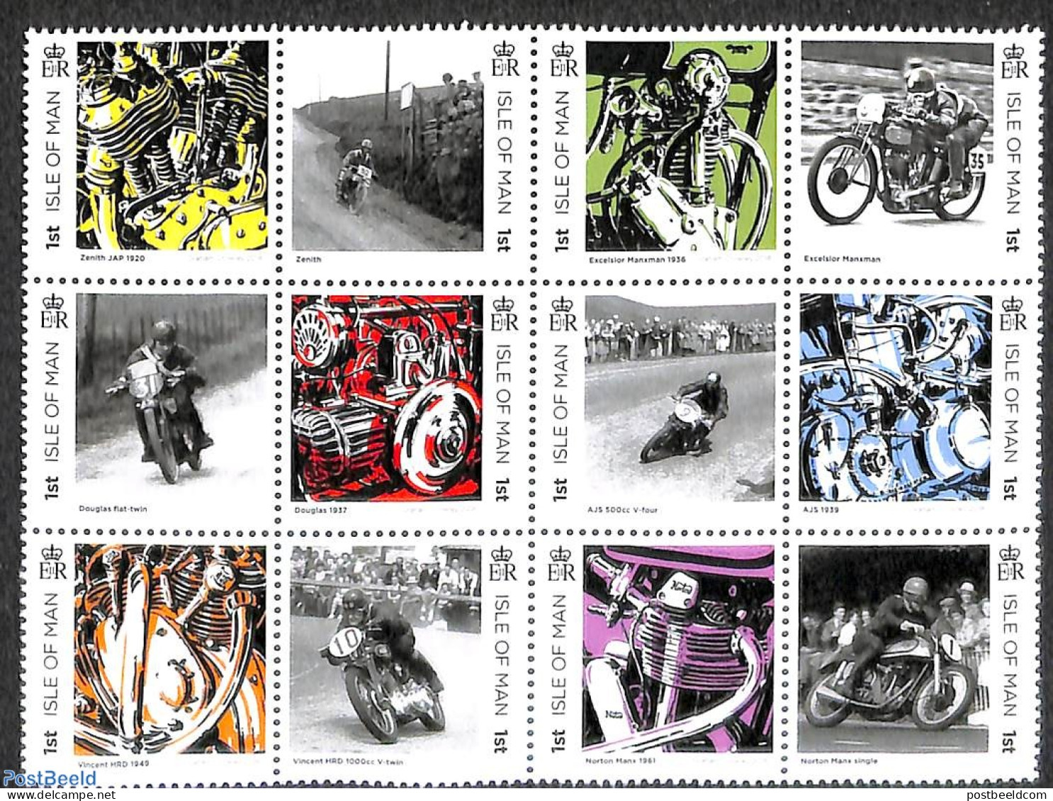 Isle Of Man 2018 GB Motorcycles 12v, Sheetlet, Mint NH, Transport - Motorcycles - Motorbikes