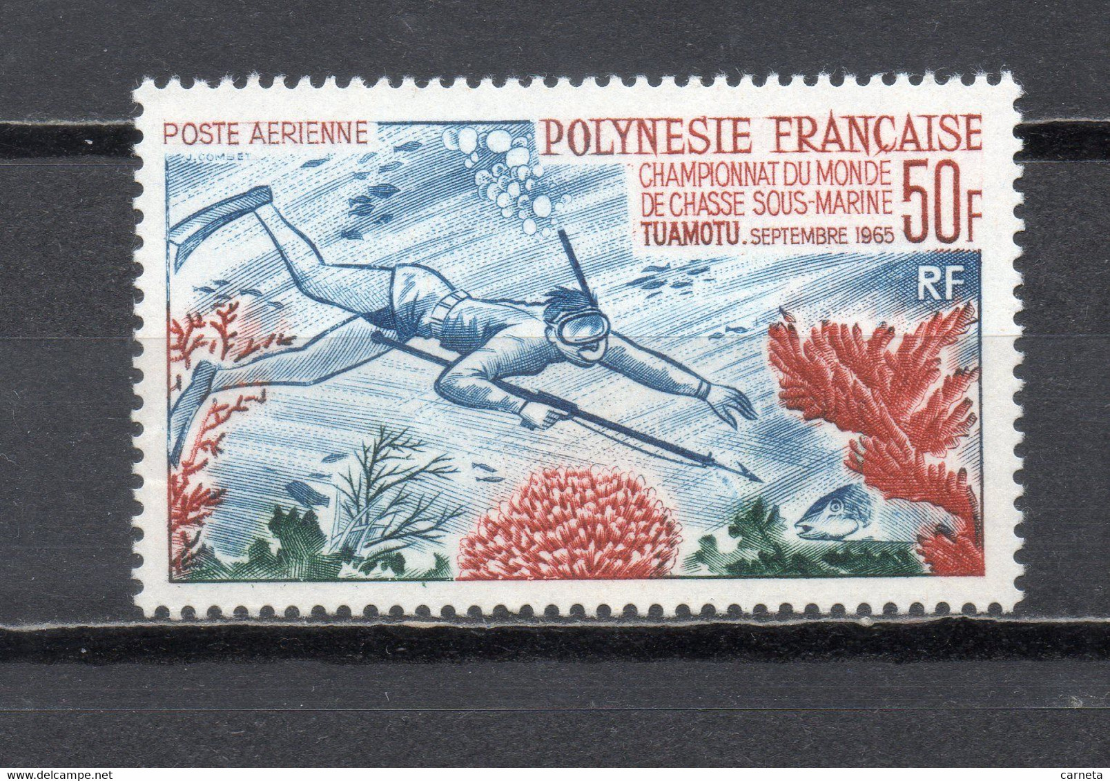 POLYNESIE  PA  N°  14   NEUF SANS CHARNIERE COTE  106.00€    CHASSE SOUS MARINE - Unused Stamps