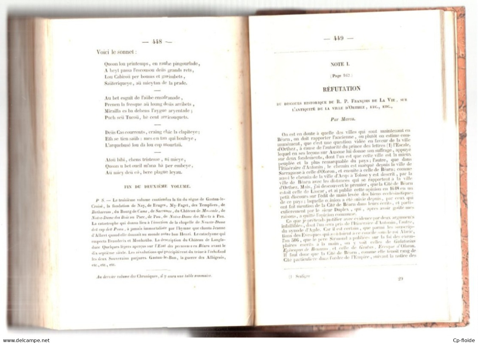 LIVRE . PAYS BASQUE . " CHRONIQUES DU BÉARN " . Vicomte LATAPIE D'ASFELD . 2 TOMES - Réf. n°307L -