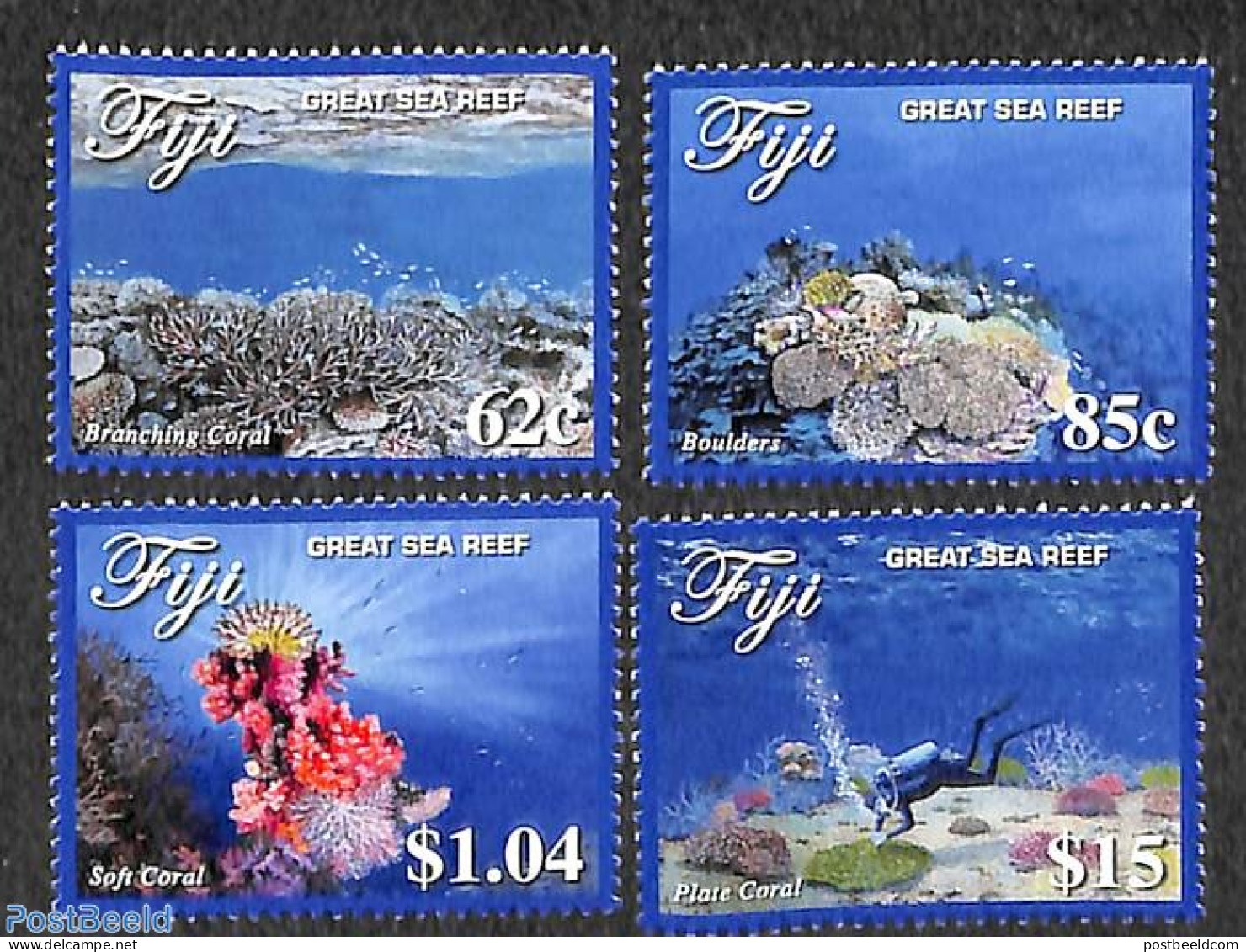 Fiji 2017 Great Sea Reef 4v, Mint NH, Nature - Sport - Shells & Crustaceans - Diving - Marine Life