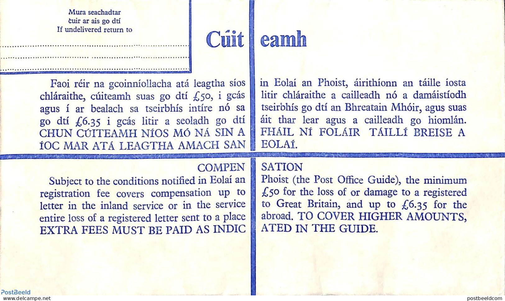 Ireland 1976 Registered Letter 33p, Unused Postal Stationary - Covers & Documents