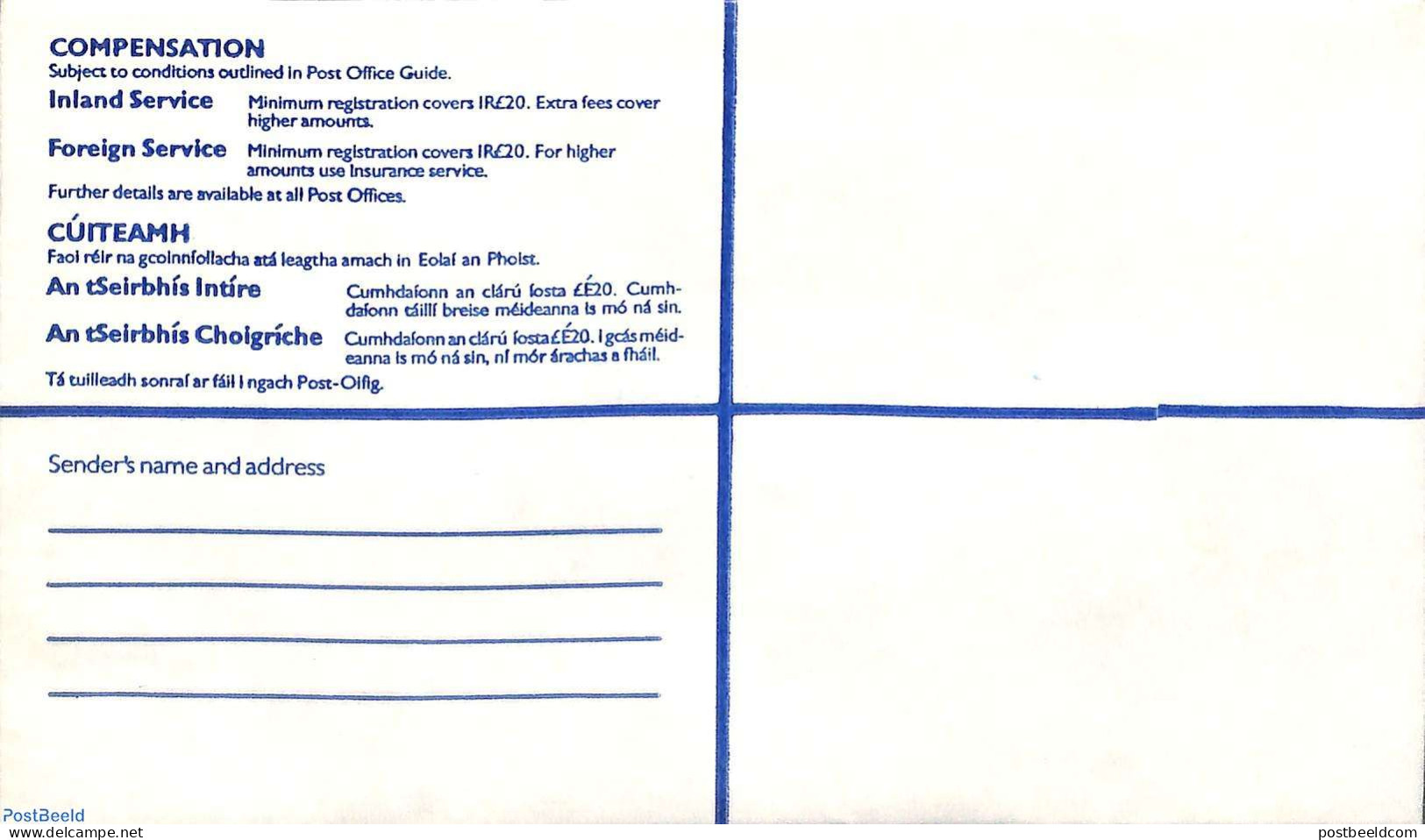 Ireland 1985 Registered Envelope 26p, Unused Postal Stationary - Cartas & Documentos