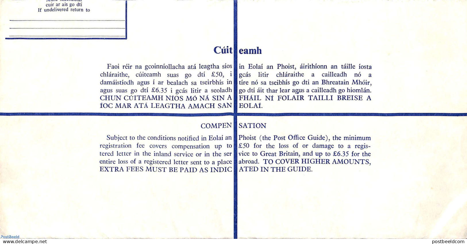 Ireland 1976 Registered Letter Large, 33p, Unused Postal Stationary - Storia Postale
