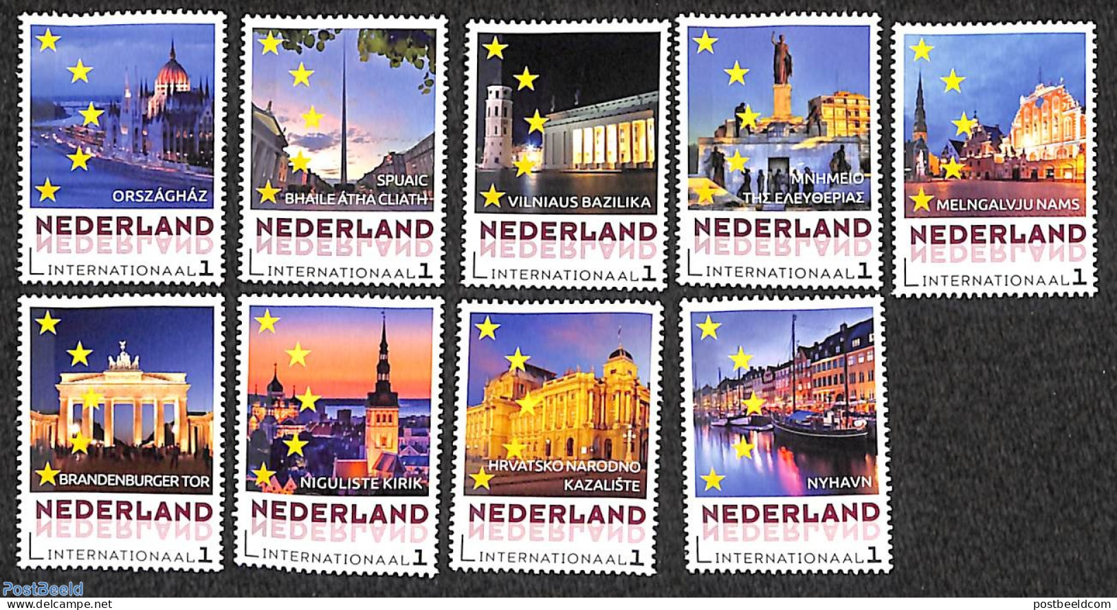 Netherlands - Personal Stamps TNT/PNL 2016 European Cities 9v, Mint NH, History - Europa Hang-on Issues - Idées Européennes