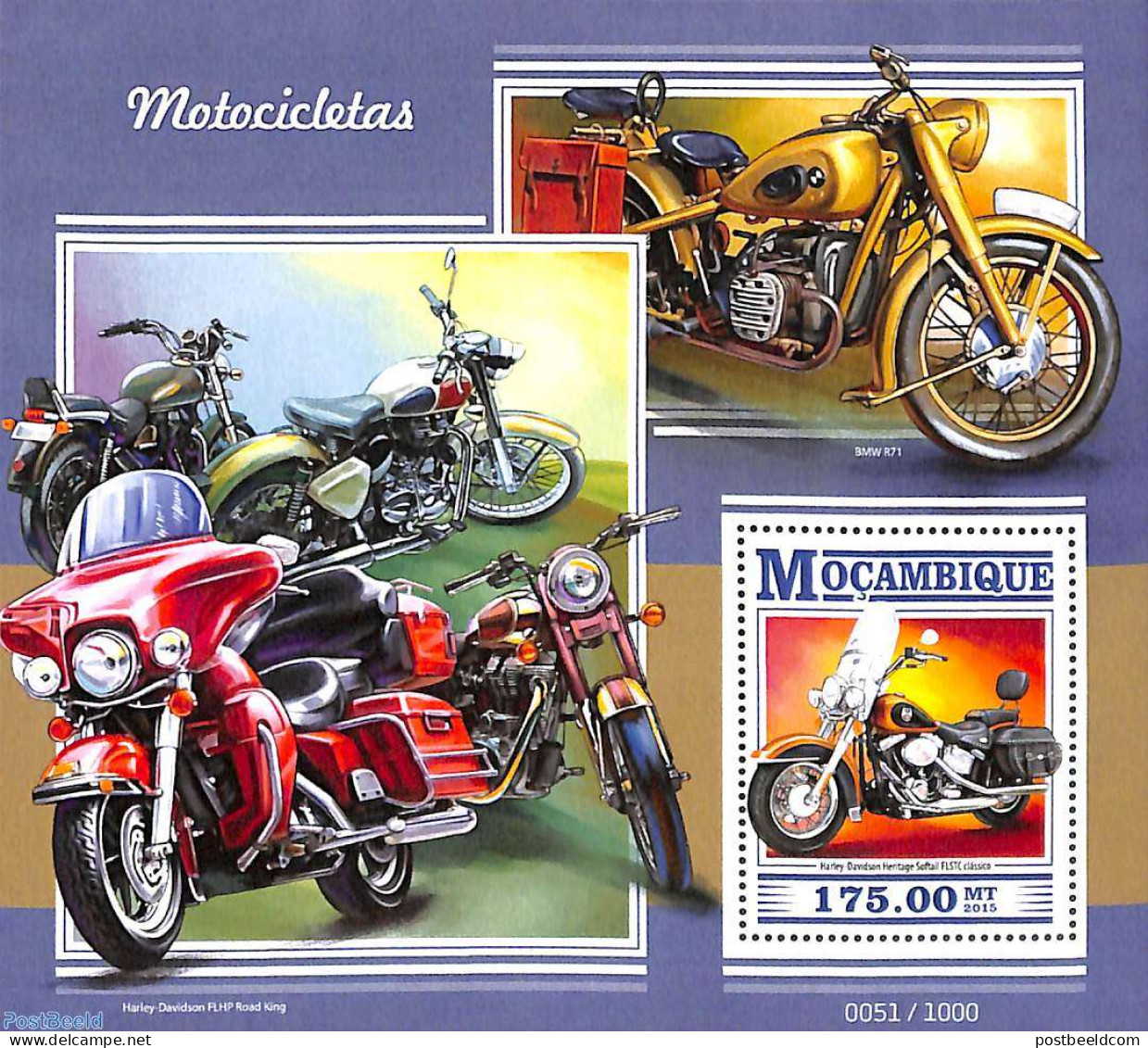 Mozambique 2015 Motorcycles S/s, Mint NH, Transport - Motorcycles - Motorfietsen