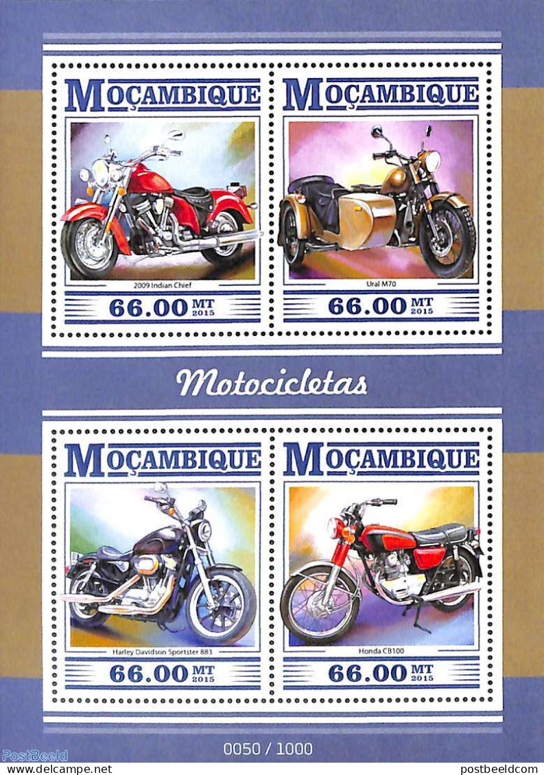 Mozambique 2015 Motorcycles 4v M/s, Mint NH, Transport - Motorcycles - Motorfietsen