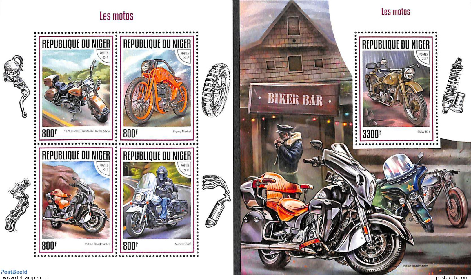 Niger 2017 Motorcycles 2 S/s, Mint NH, Transport - Motorcycles - Motorfietsen