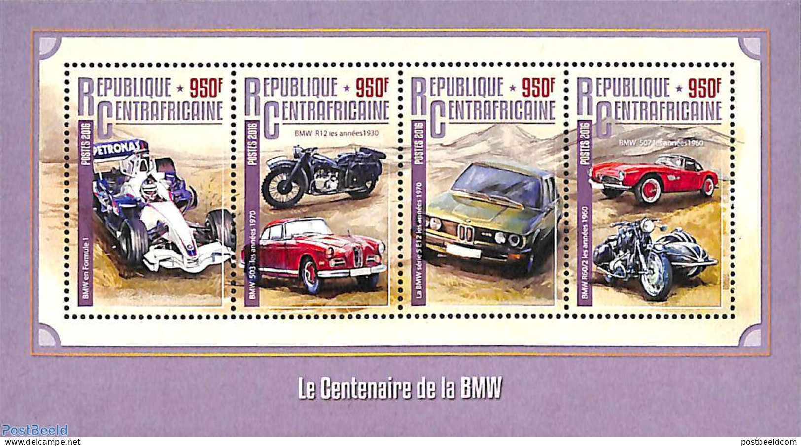Central Africa 2016 History Of BMW 4v M/s, Mint NH, Transport - Automobiles - Motorcycles - Cars