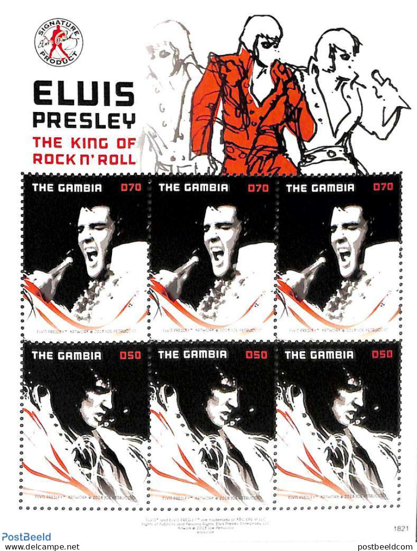 Gambia 2018 Elvis Presley 3x2v M/s, Mint NH, Performance Art - Elvis Presley - Music - Popular Music - Elvis Presley