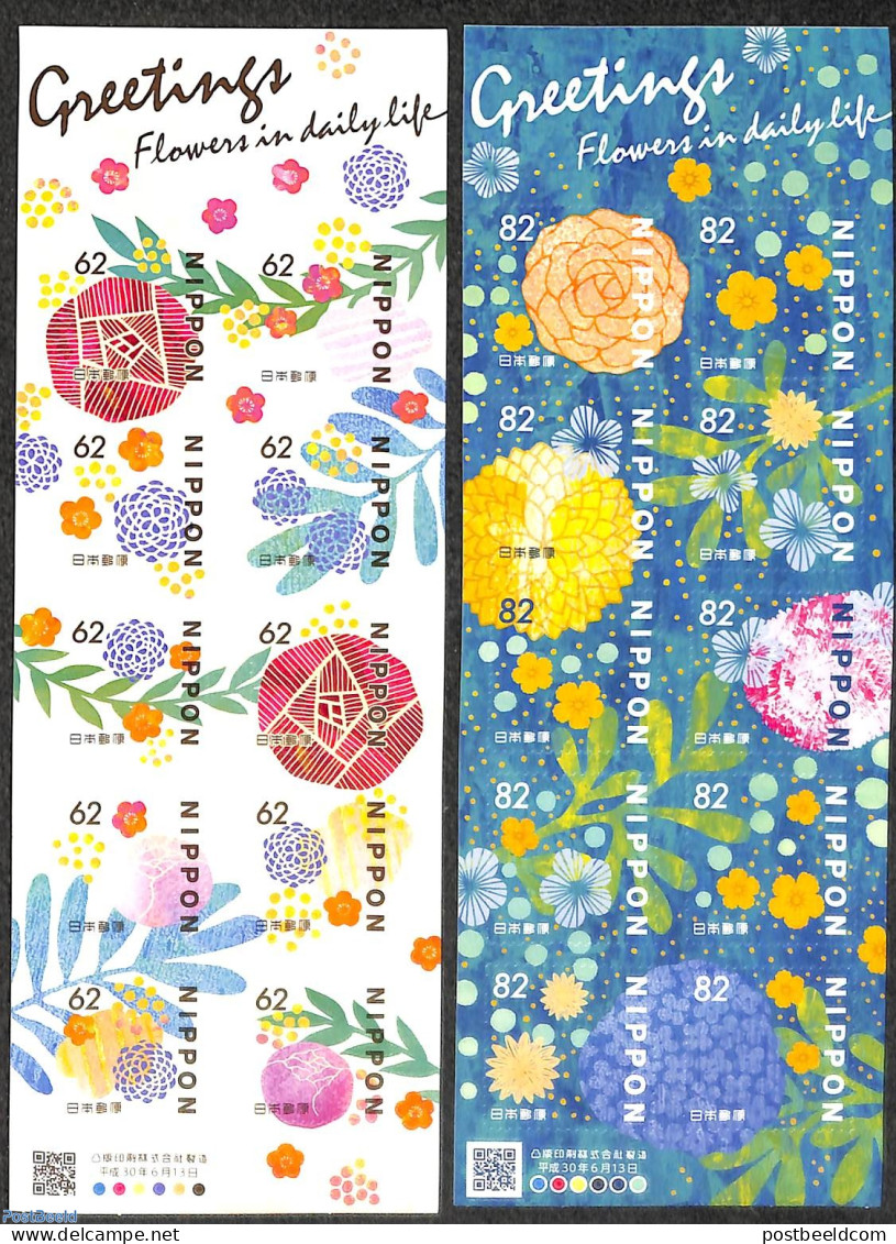 Japan 2018 Flowers 2 M/s S-a, Mint NH, Nature - Flowers & Plants - Nuovi