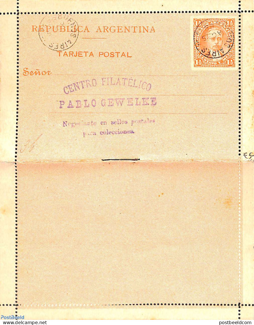 Argentina 1888 Reply Paid Card Letter 1.5c, Used Postal Stationary - Lettres & Documents