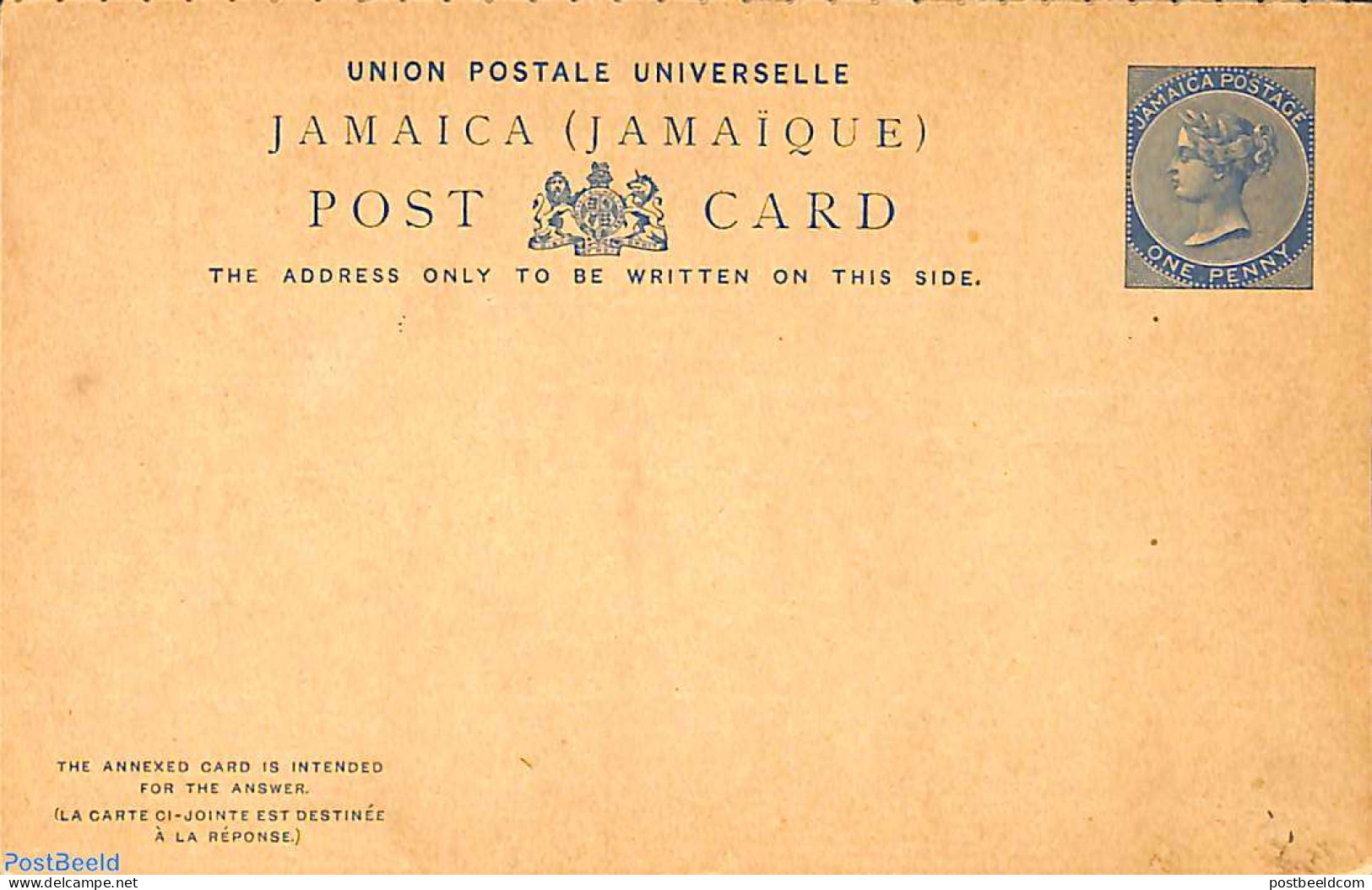 Jamaica 1891 Reply Paid Postcard 1/1d, Unused Postal Stationary - Jamaica (1962-...)